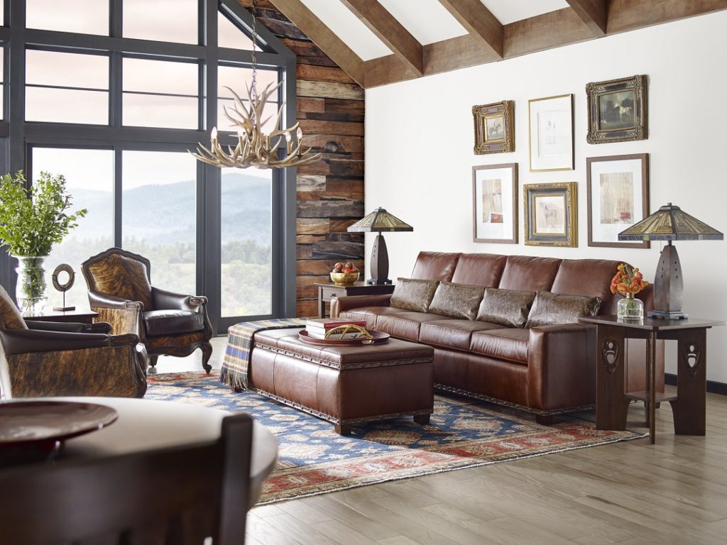 brown leather sofa