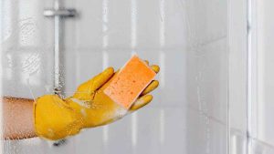 How to get old soap scum off glass shower doors