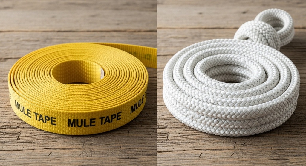 Nylon rope vs polyester pulling tape strength comparison chart