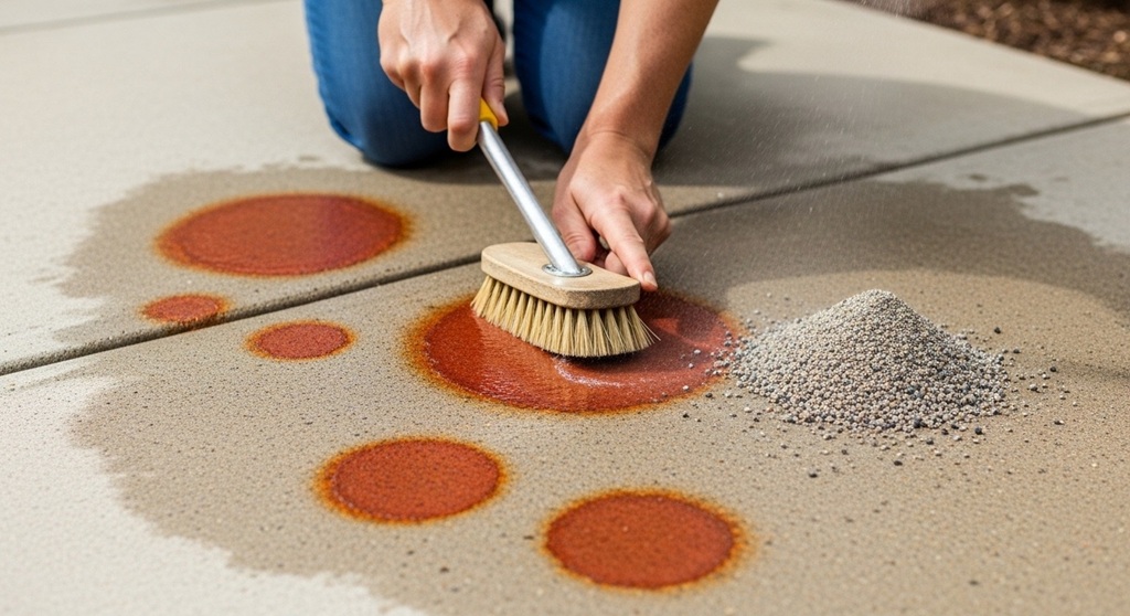 using vinegar to remove rust stains from outdoor concrete patio