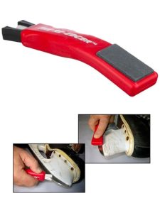 Beginner-friendly ice skate sharpening tool with hockey and figure skates, designed for precise blade maintenance in Texas