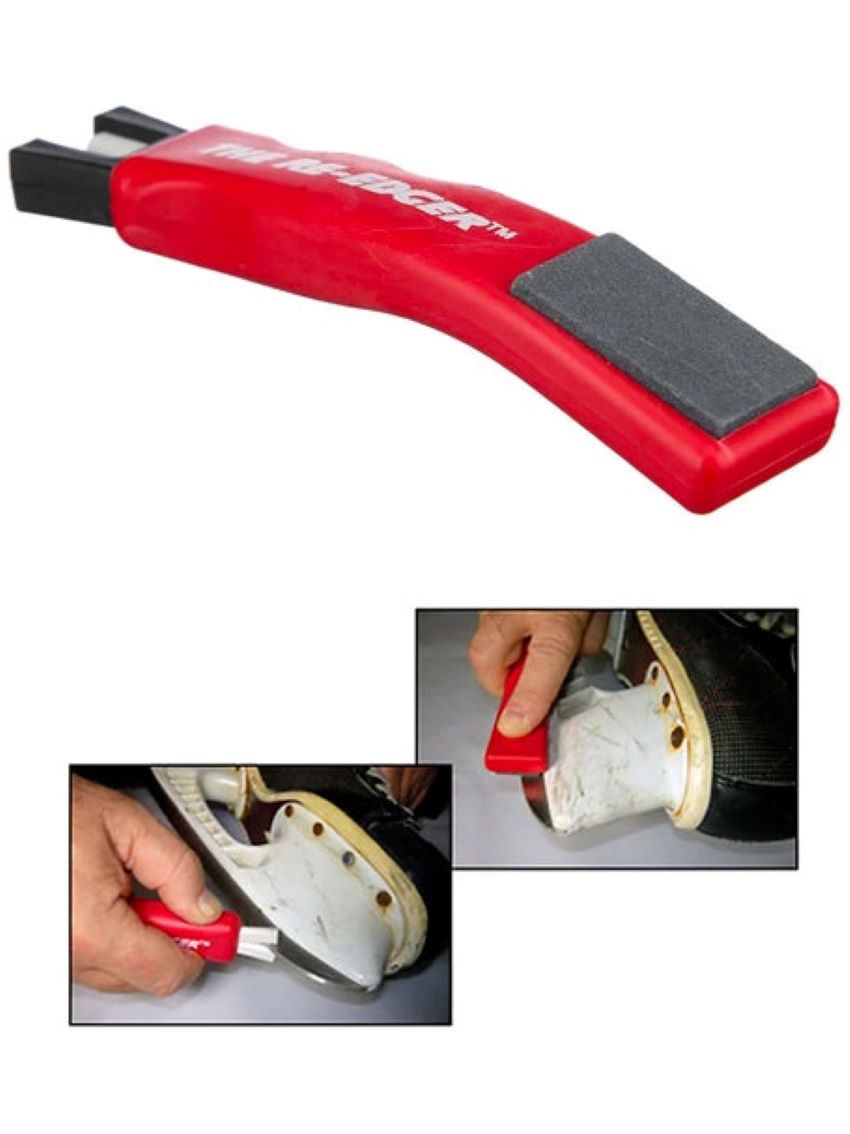 Beginner-friendly ice skate sharpening tool with hockey and figure skates, designed for precise blade maintenance in Texas